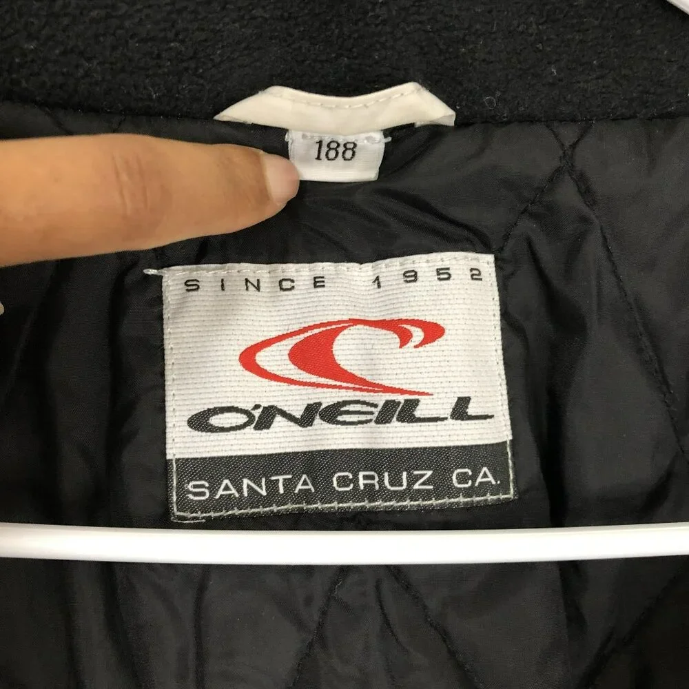 Vintage ONeill Jacket Insulated Windbreaker Black Collar Light Gray Men Size XL